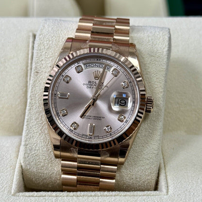 Rolex Day Date 36 Rose Gold. 118235 Diamond Dial. 2018 Full Stickers Box Papers