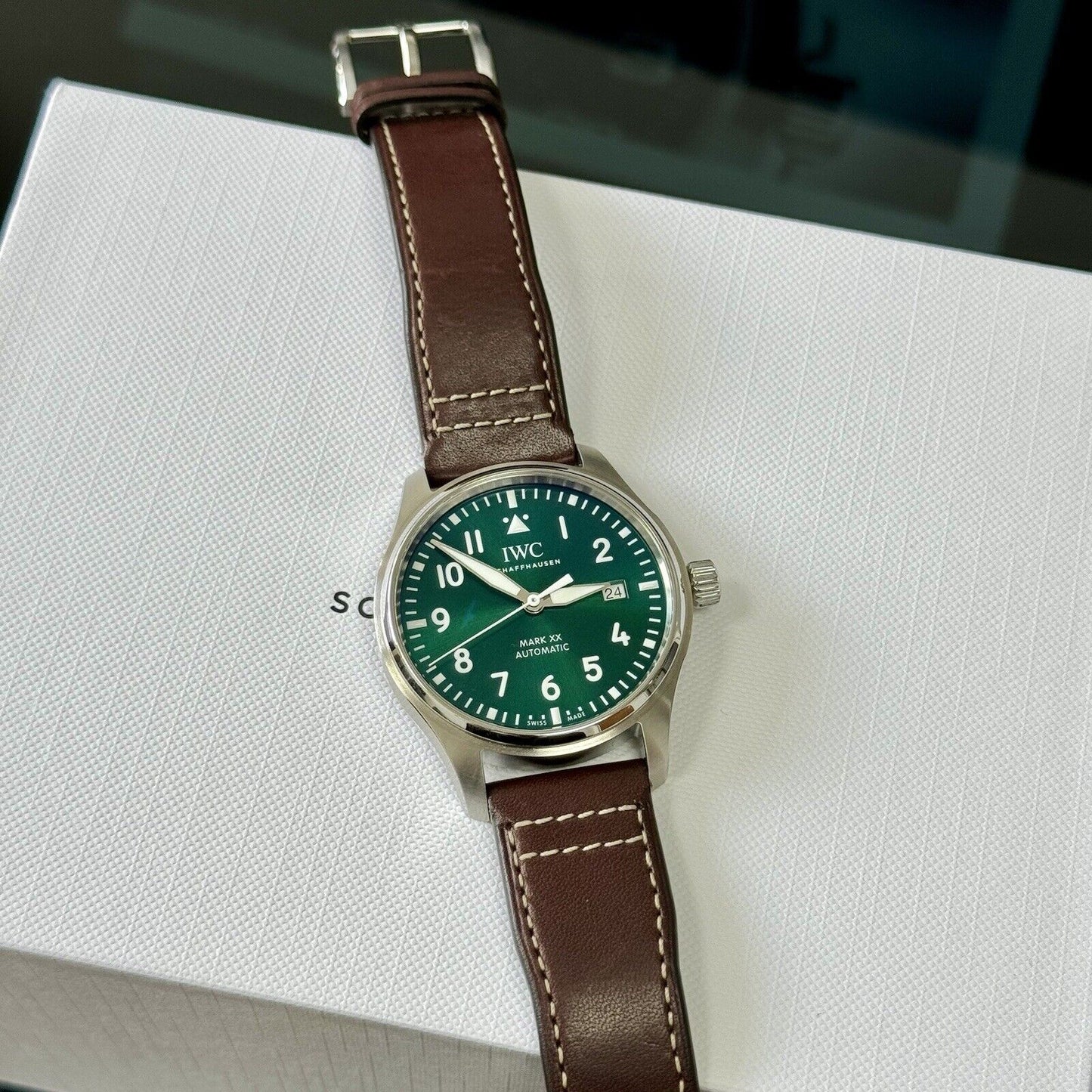 IWC Pilots Watch MK XX IW328205 Green Dial. 2024 Brand New Full Set. RRP £5050