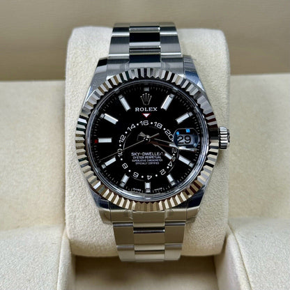 Rolex Sky-Dweller Black Dial 326934. Stainless Steel. 2023 Full Set Stickers