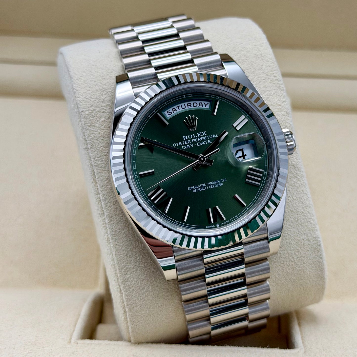 Rolex Day Date 40 Olive White Gold 228239 2025 Full Set
