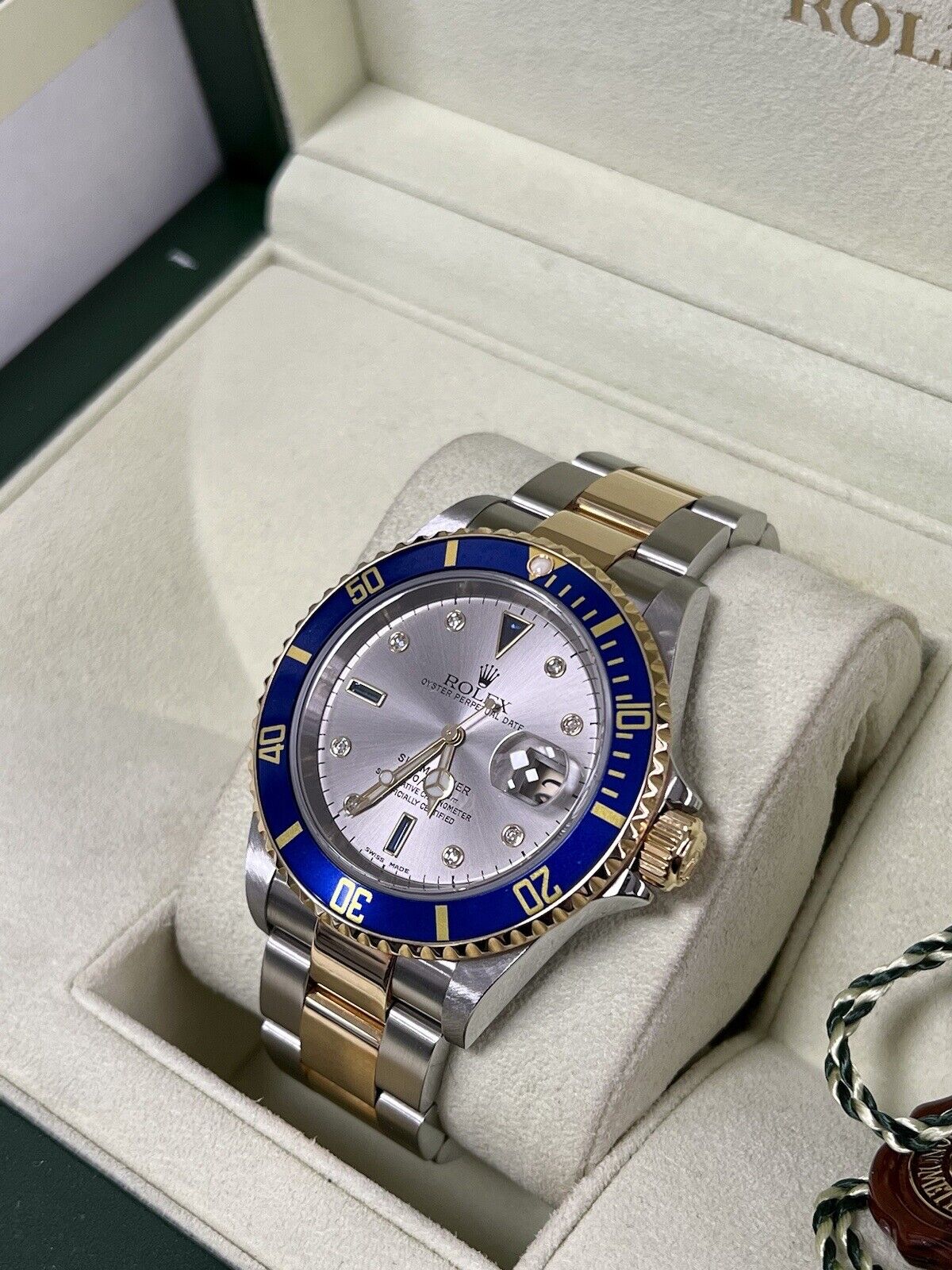 Two tone discount blue face submariner