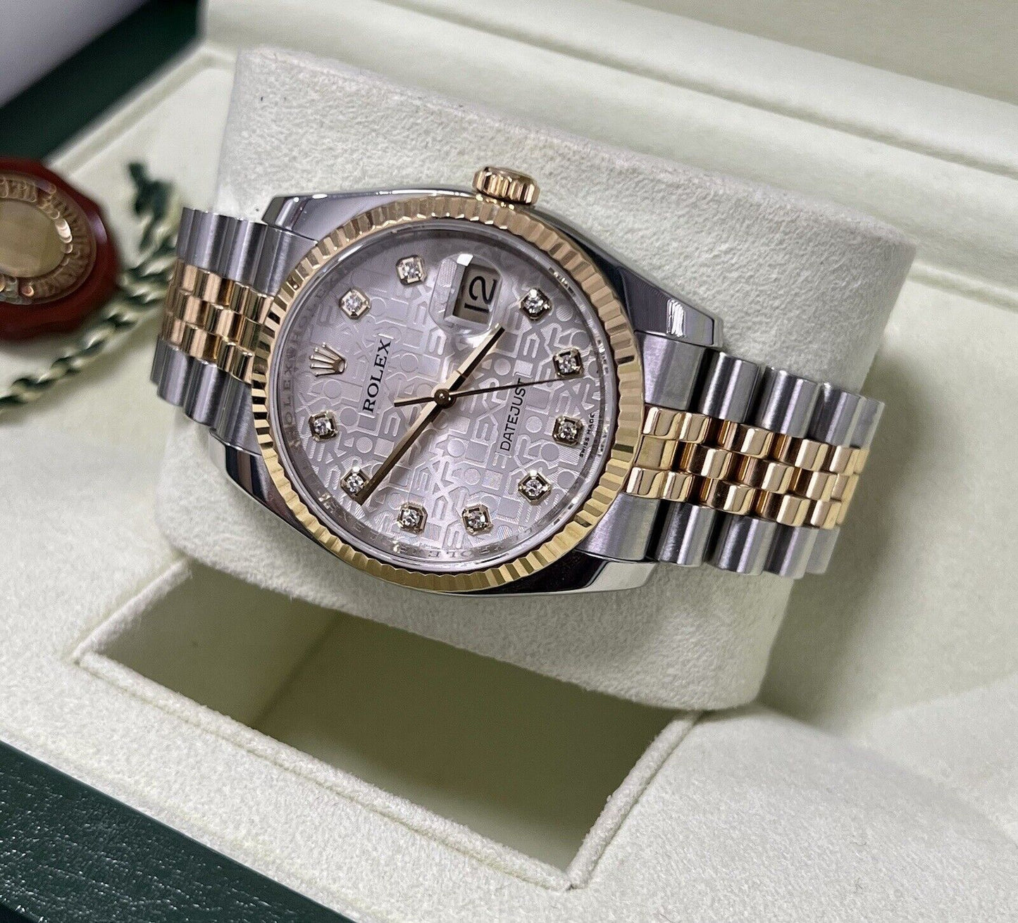 Rolex Datejust 36 Steel Yellow Gold. 116233. Diamond Dial. 2010 Box Papers