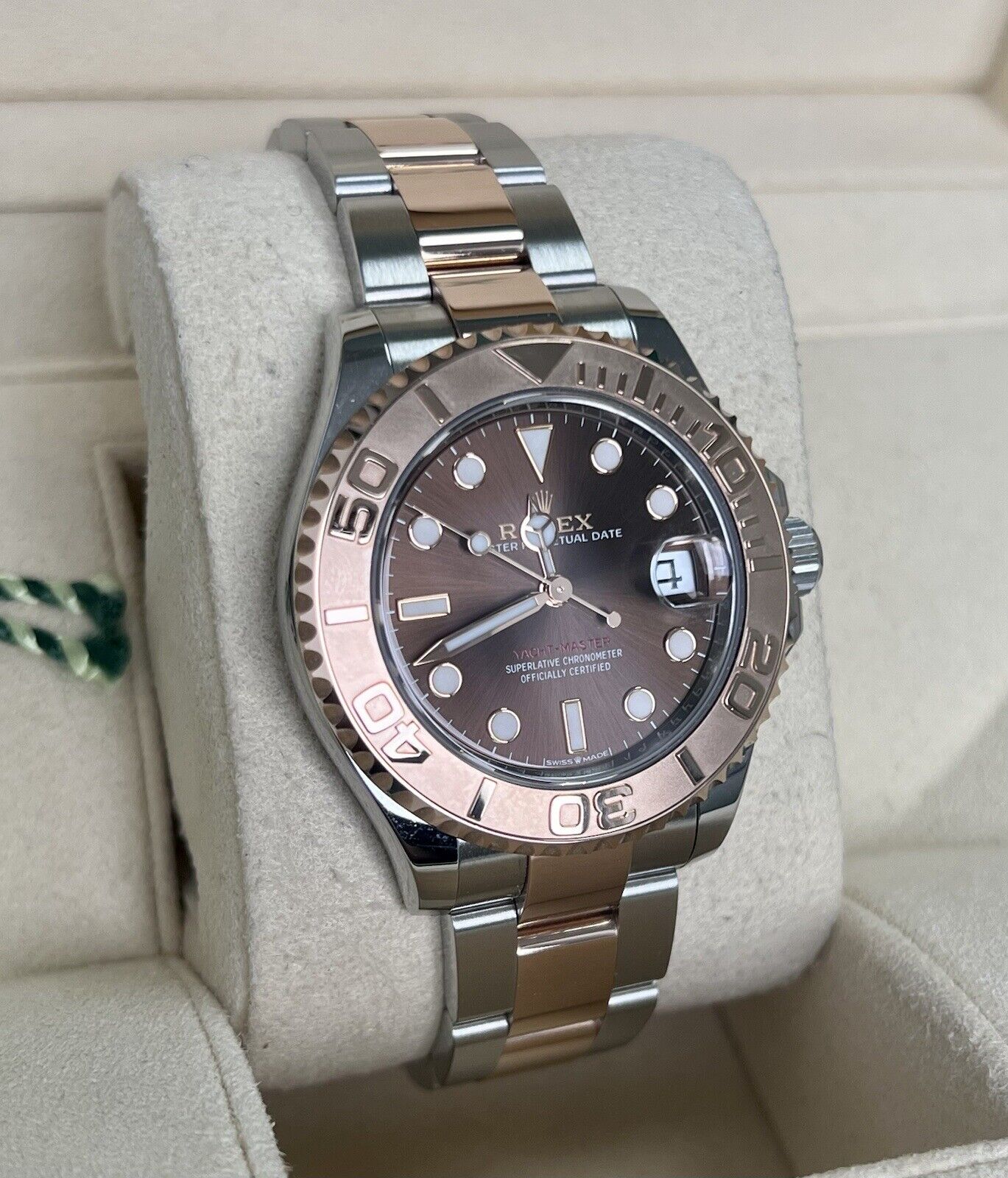 Rolex Yachtmaster 37 Chocolate 268621. Steel & Rose Gold. 2022 Box Papers Ladies