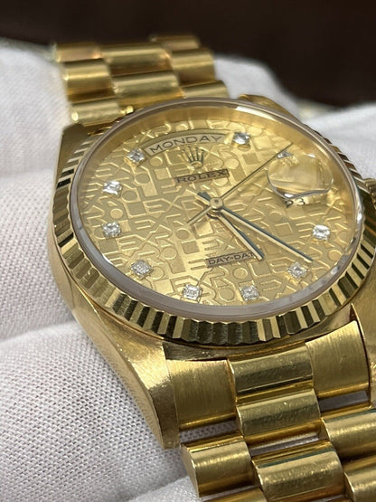 Rolex Day Date Presidential Gold 18238, Factory Diamond Dial Unpolished Full Set