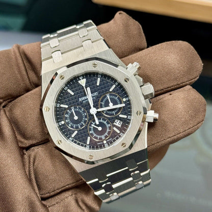 Audemars Piguet 39mm Royal Oak Chronograph 25860ST. 2004 Black Dial Serviced