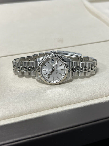 Rolex Ladies Datejust 79174 Watch. Steel / White Gold Bezel 26mm,  Box Papers