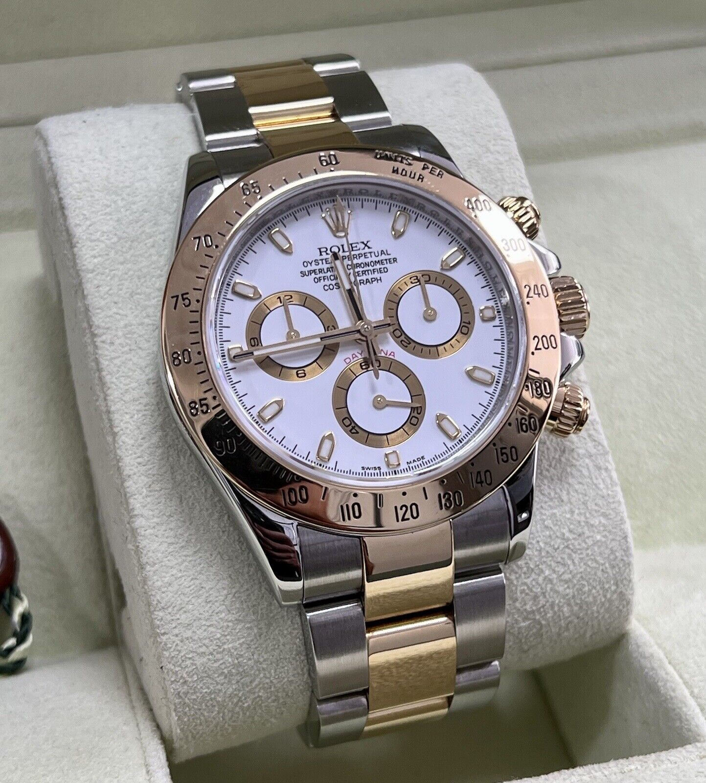 Rolex daytona white gold silver online dial