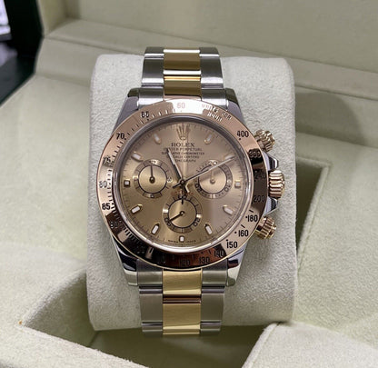 Rolex Daytona 116523 Steel & Yellow Gold. Champagne Dial. 2010 Box & Papers