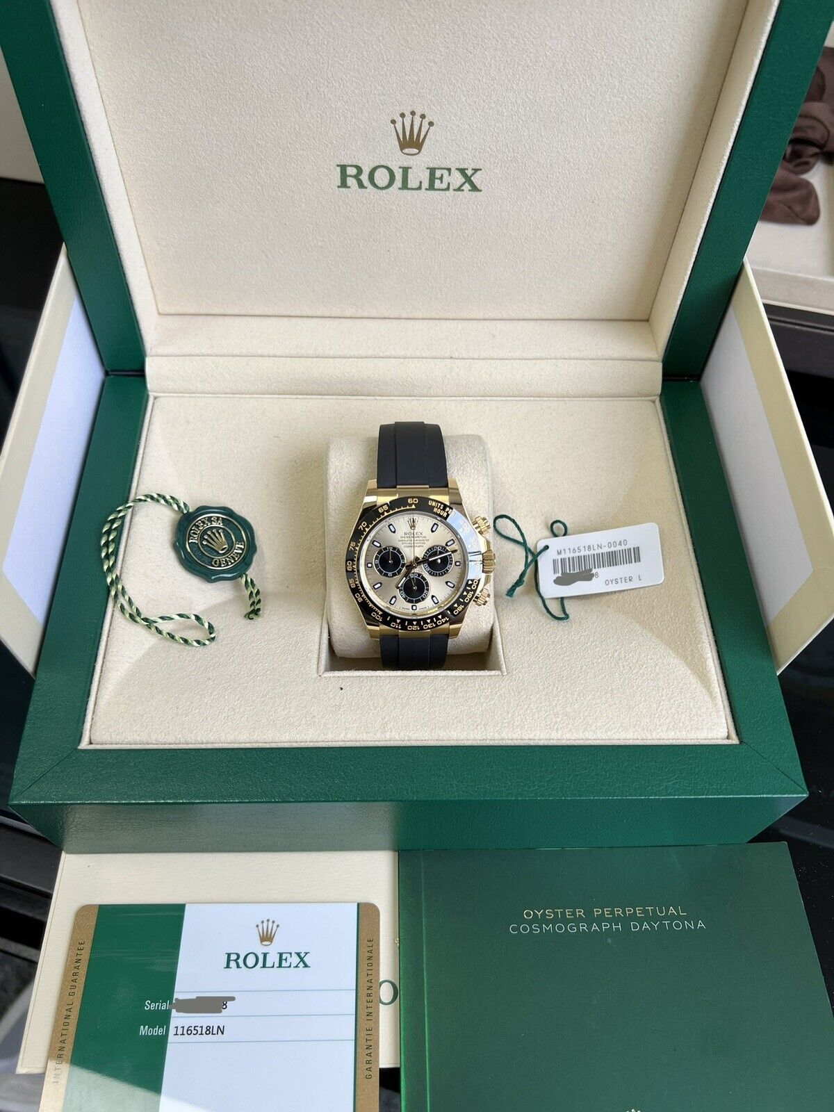 Rolex Cosmograph Daytona 116518LN Yellow Gold Oysterflex Pikachu 2017 Box Papers