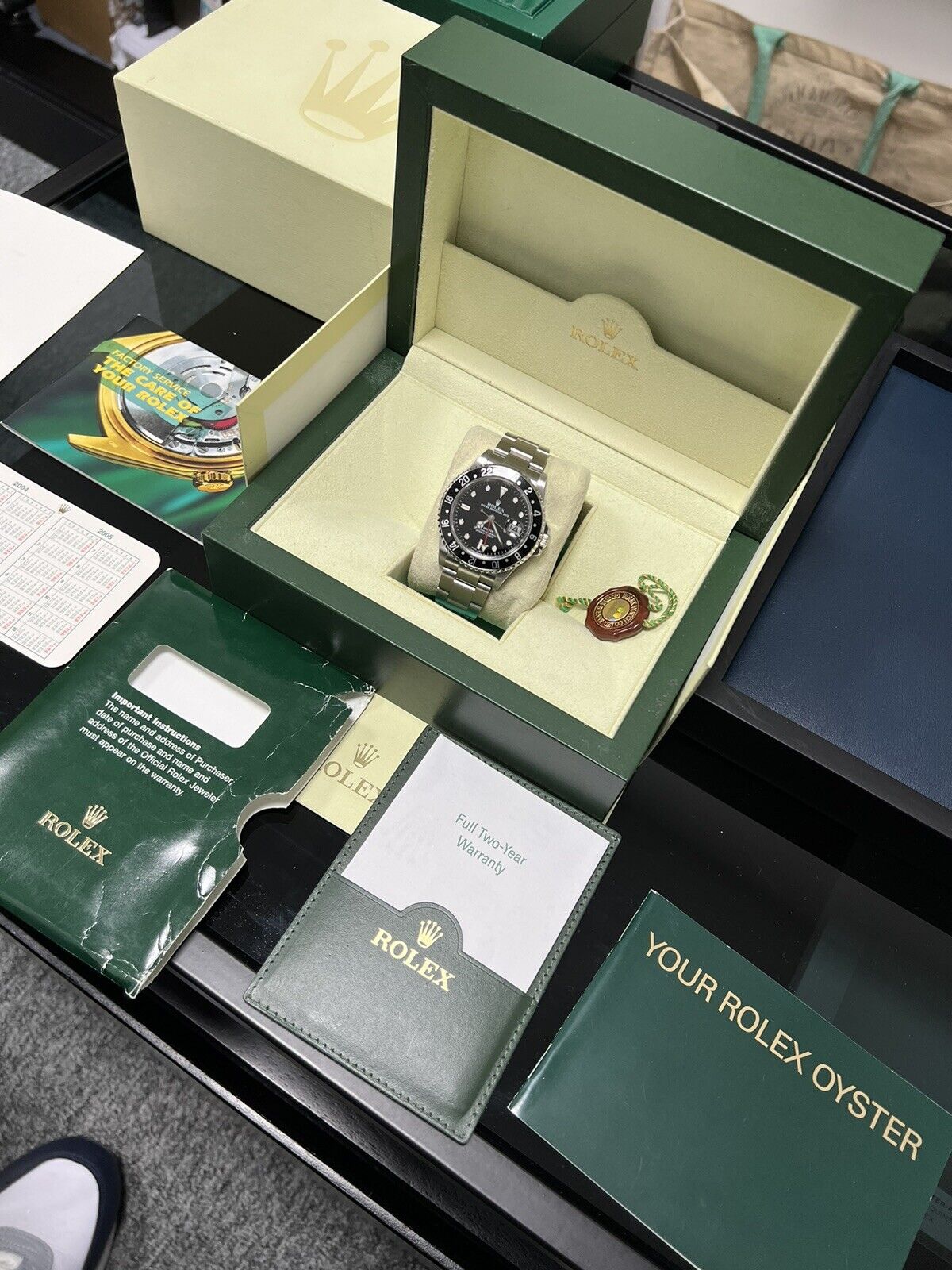 Rolex GMT Master II 16710 2005 F Serial. Full Set Box Papers. Serviced in 2023