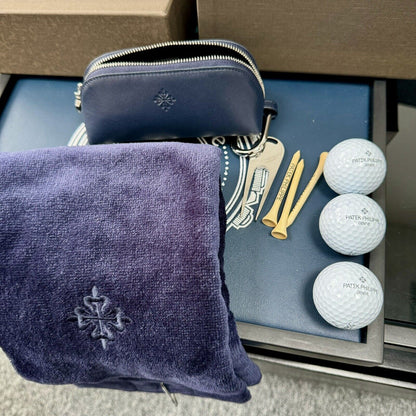 Patek Philippe Golf Ball Set with Towel, Market, Tees & Balls. VIP Novelty Gift