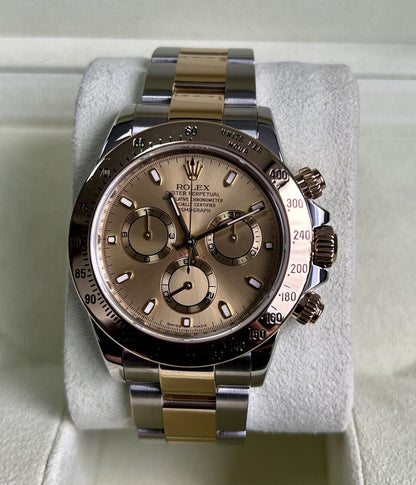 Rolex Daytona 116523 Steel & Yellow Gold. Champagne Dial. 2010 Box & Papers