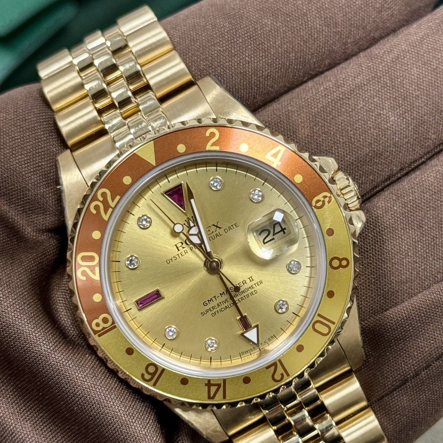 Rolex GMT Master II 16718 Serti Dial. 1989 L Serial With Box 2024 Rolex Service