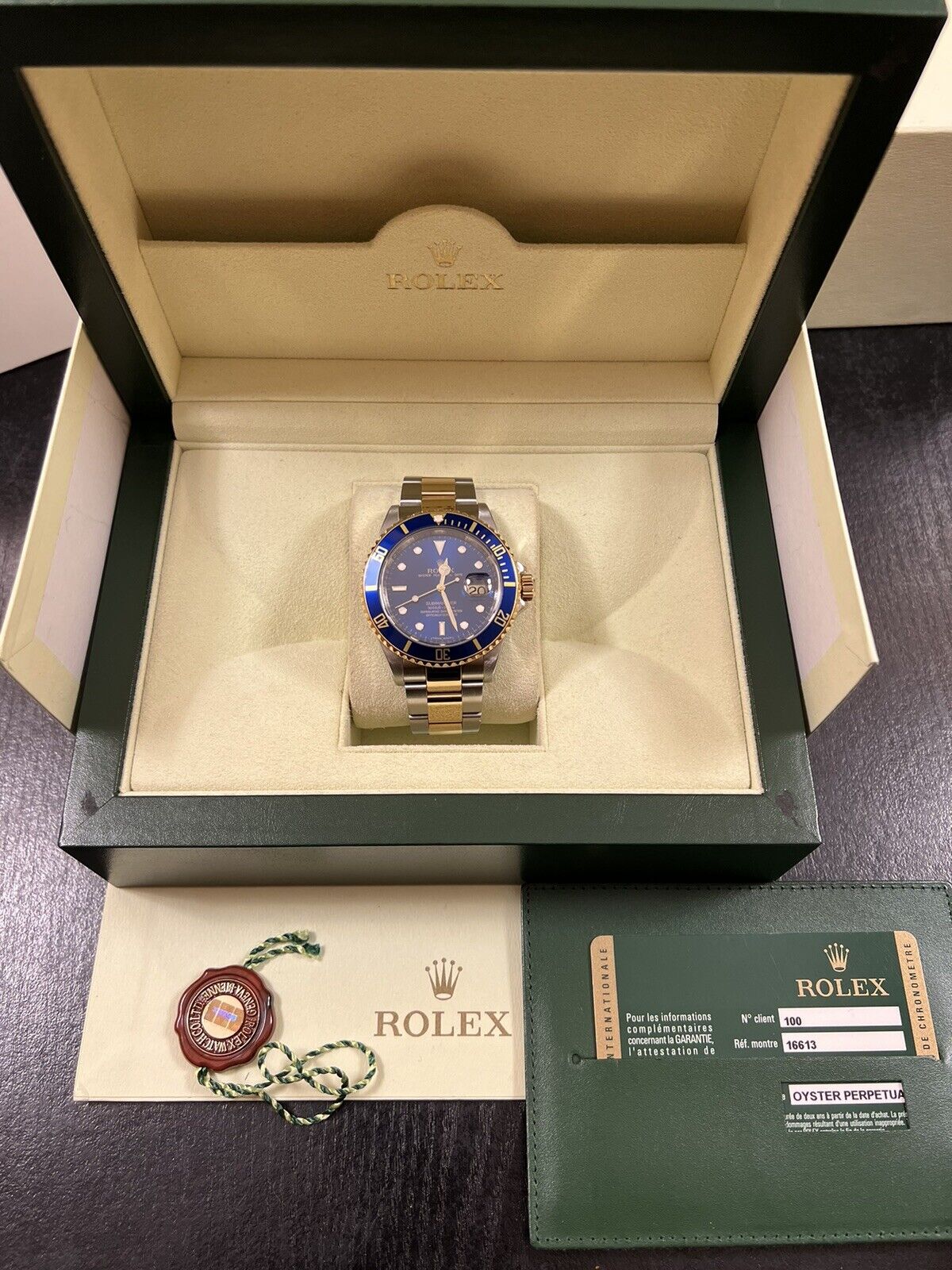 Rolex Submariner 16613LB Bi Metal 2009 Bluesy 40mm Box And Papers, Mint