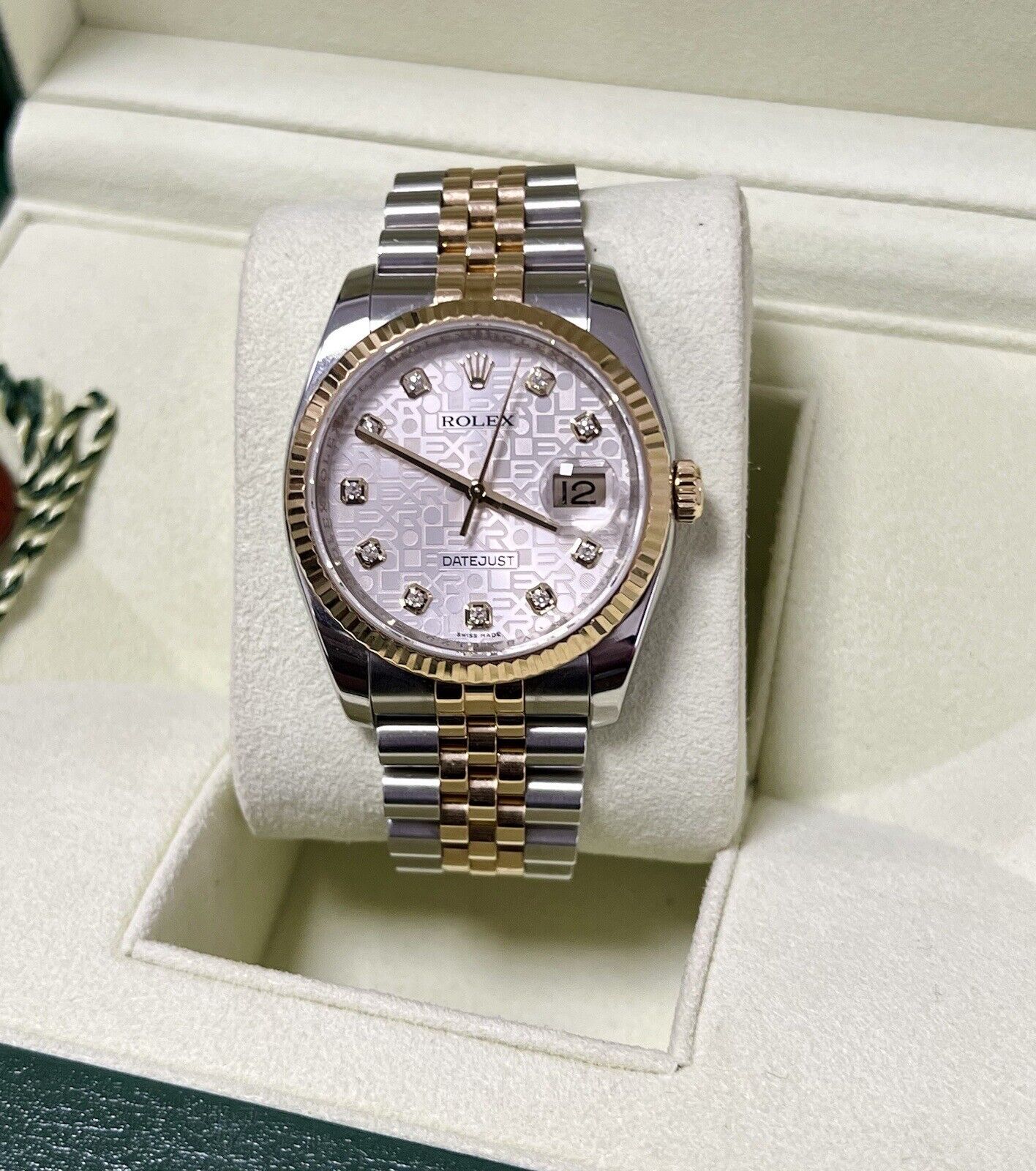 Rolex Datejust 36 Steel Yellow Gold. 116233. Diamond Dial. 2010 Box Papers