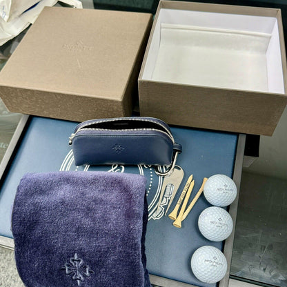 Patek Philippe Golf Ball Set with Towel, Market, Tees & Balls. VIP Novelty Gift