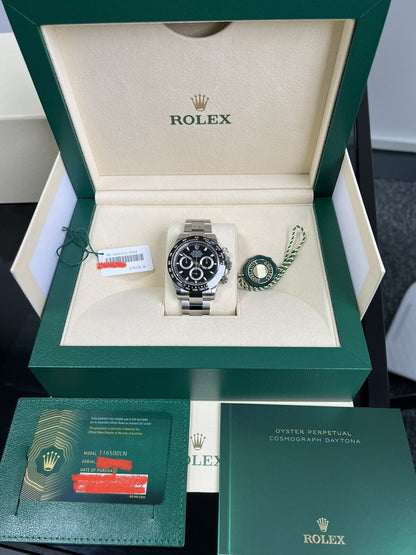 Rolex Cosmograph Daytona 116500LN Black Dial. 2022 Box Papers Brand New Stickers