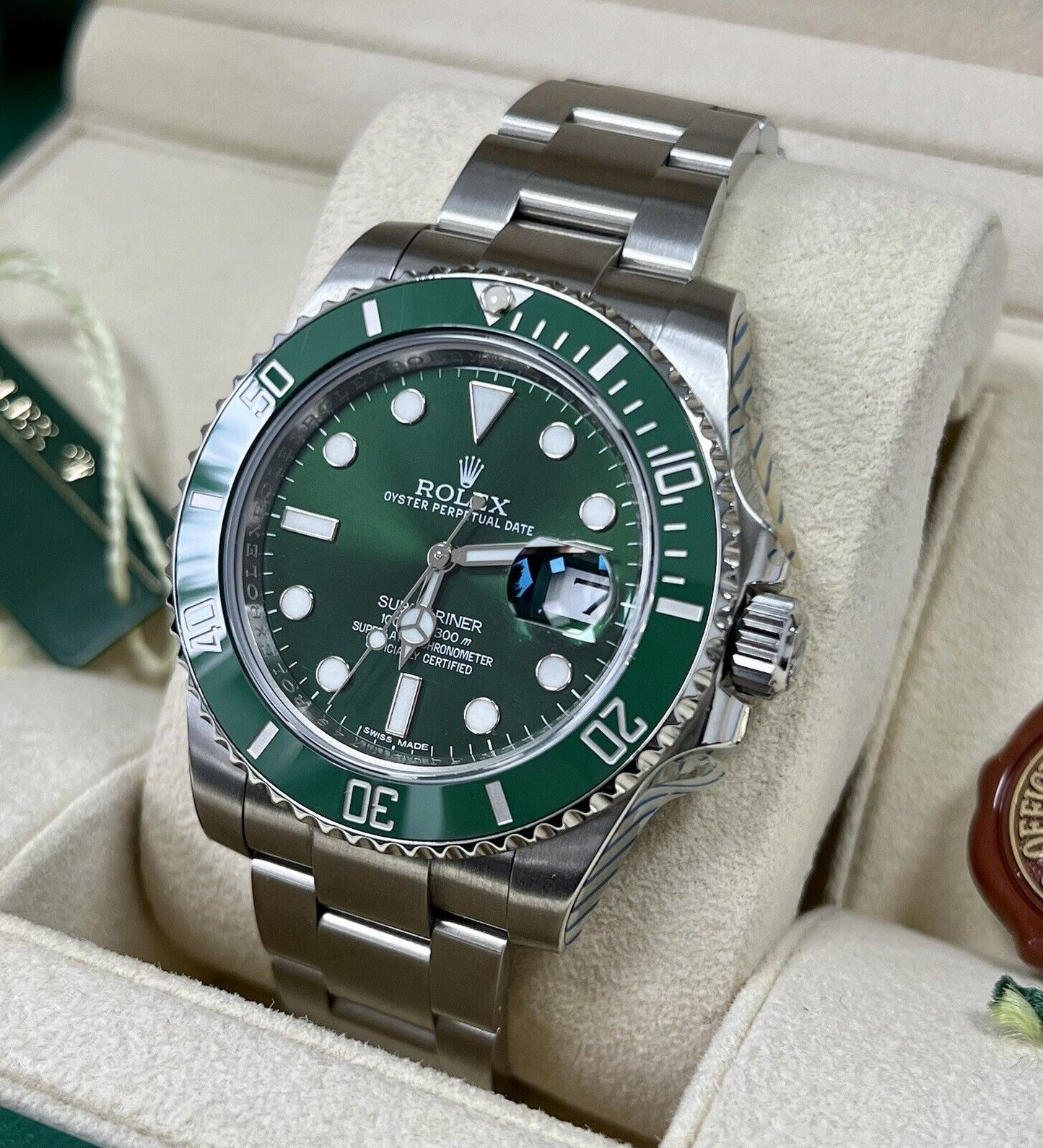 Rolex Submariner Hulk 40mm 116610LV. 2014 Box & Papers & 2022 Service Papers.