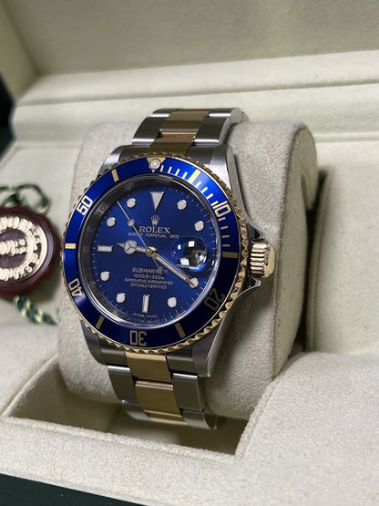 Rolex Submariner 16613LB Bi Metal 2009 Bluesy 40mm Box And Papers, Mint