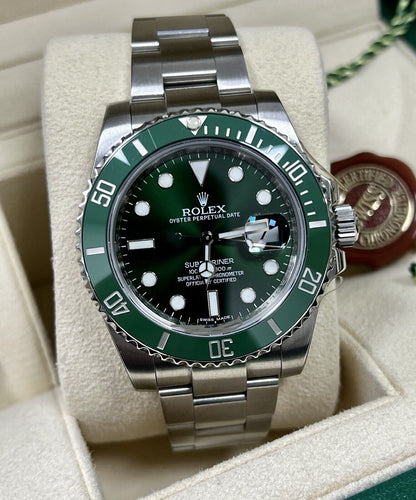 Rolex Submariner Hulk 40mm 116610LV. 2014 Box & Papers & 2022 Service Papers.