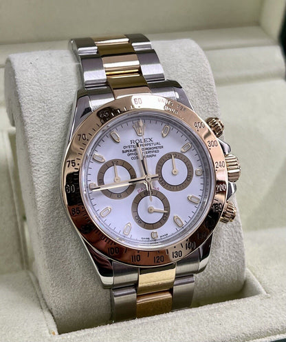 Rolex Daytona 116523 Steel & Yellow Gold. White Dial. 2008 Box & Papers