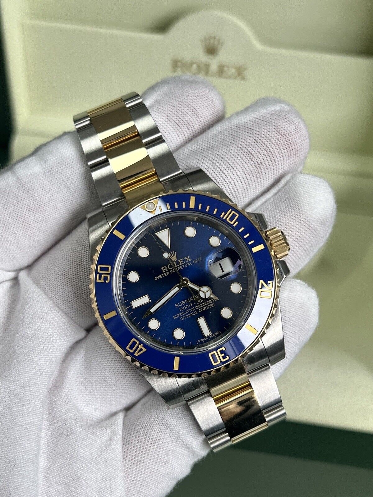 Rolex Submariner 116613LB Bluesy Gold. 40mm Box Papers 2014. Brand New Stickered