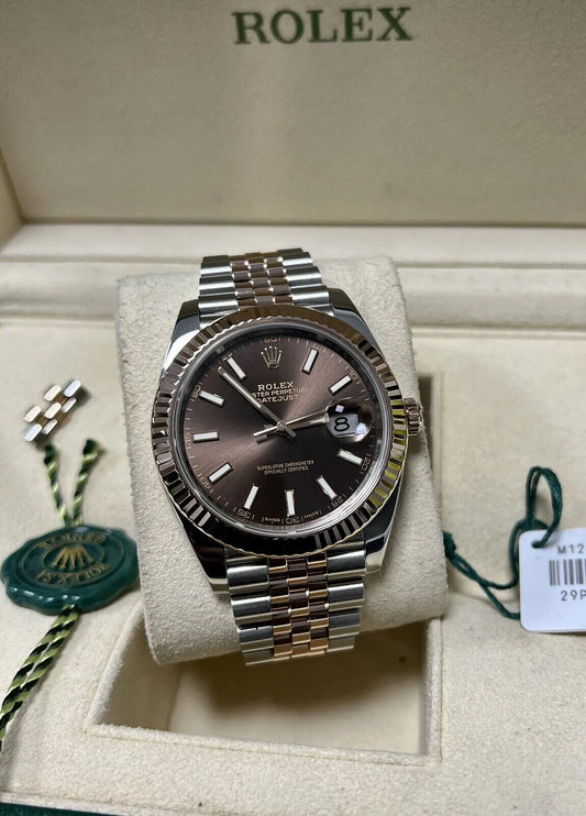 Rolex Datejust 41 126331 Chocolate Steel & Rose Gold Jubilee 2016 Box Papers