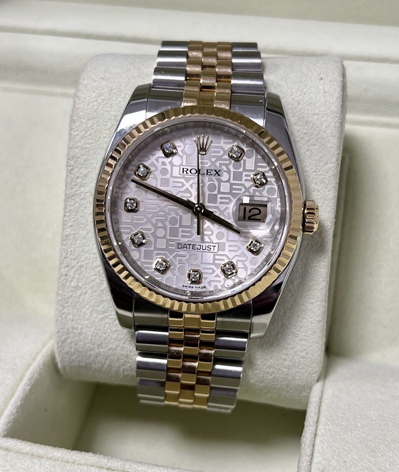 Rolex Datejust 36 Steel Yellow Gold. 116233. Diamond Dial. 2010 Box Papers