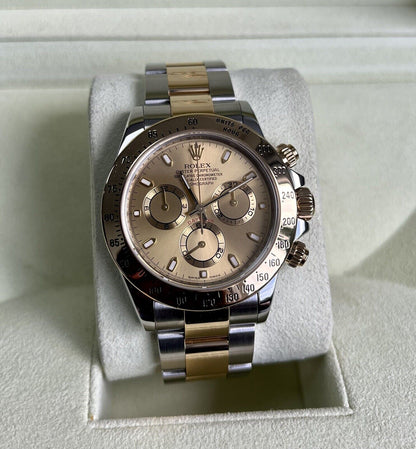 Rolex Daytona 116523 Steel & Yellow Gold. Champagne Dial. 2010 Box & Papers