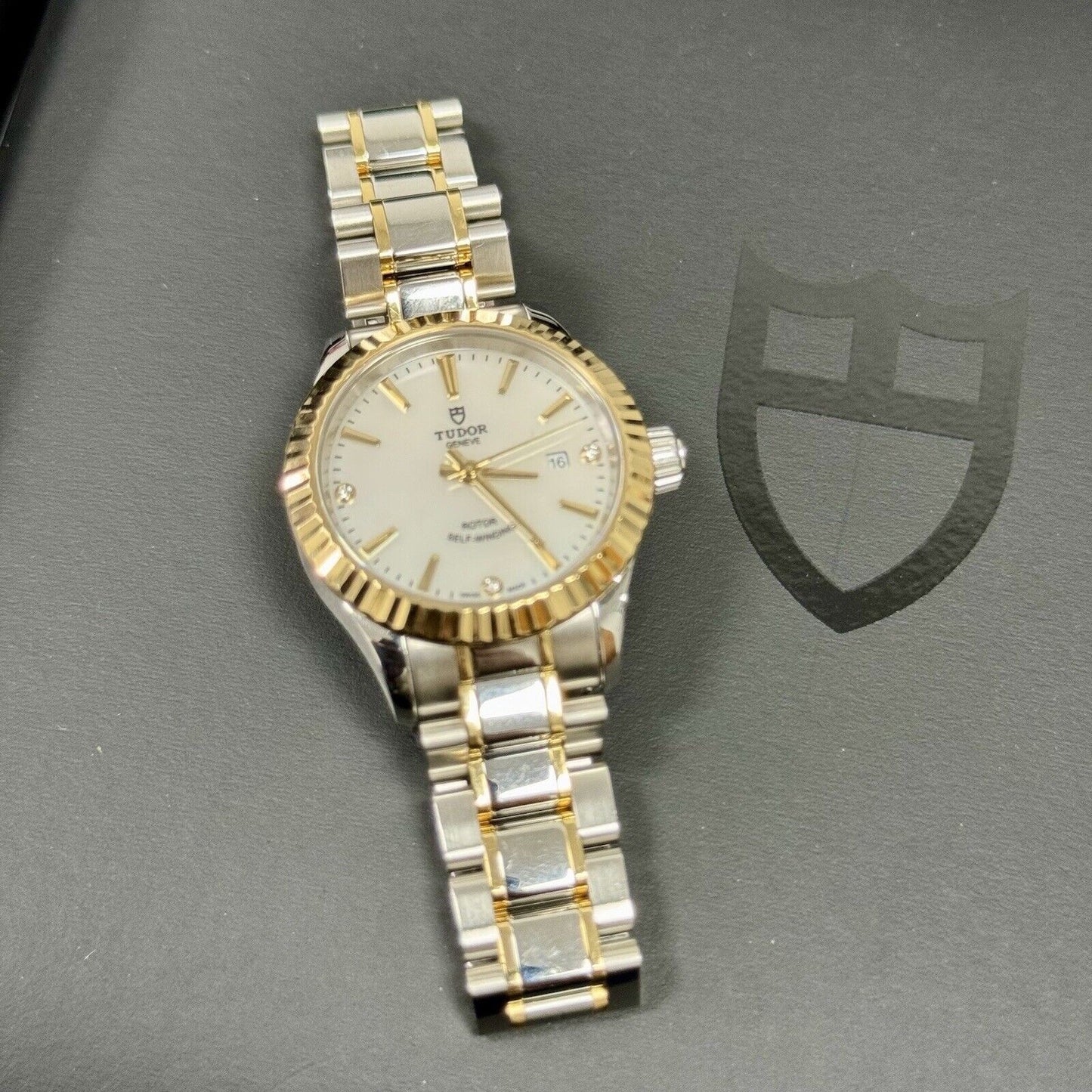 Tudor Ladies Watch M12113-0017. Mother Of Pearl Diamond Dial 28mm