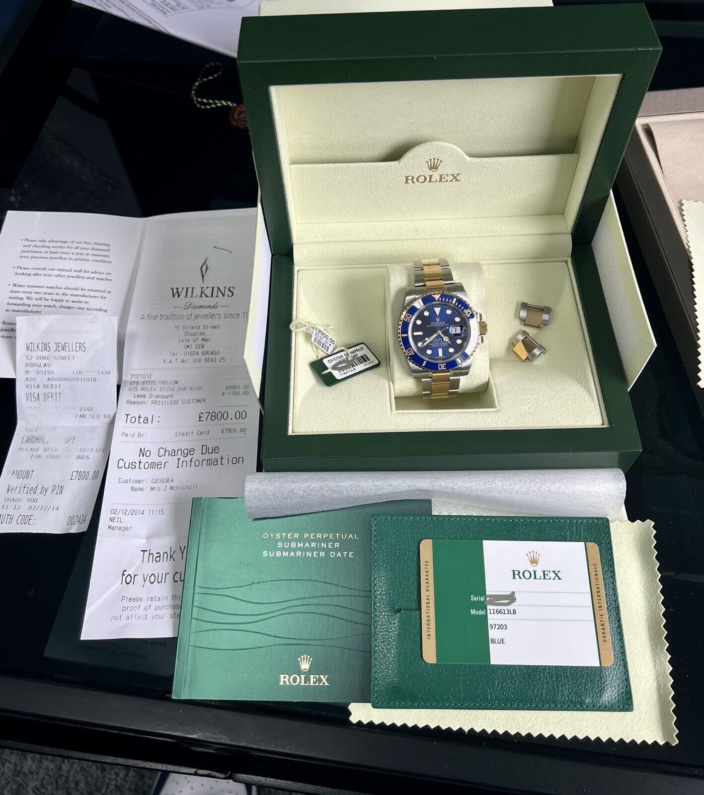 Rolex Submariner 116613LB Bluesy Gold. 40mm Box Papers 2014. Brand New Stickered