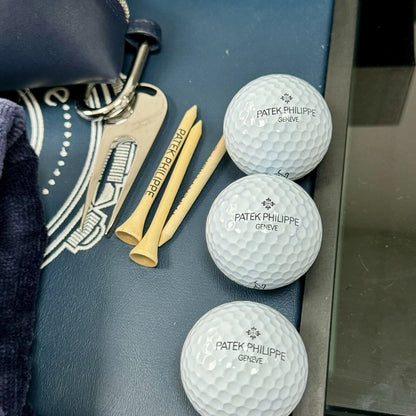 Patek Philippe Golf Ball Set with Towel, Market, Tees & Balls. VIP Novelty Gift