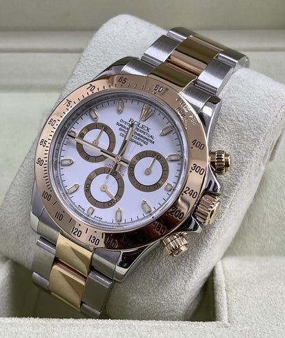 Rolex Daytona 116523 Steel & Yellow Gold. White Dial. 2008 Box & Papers