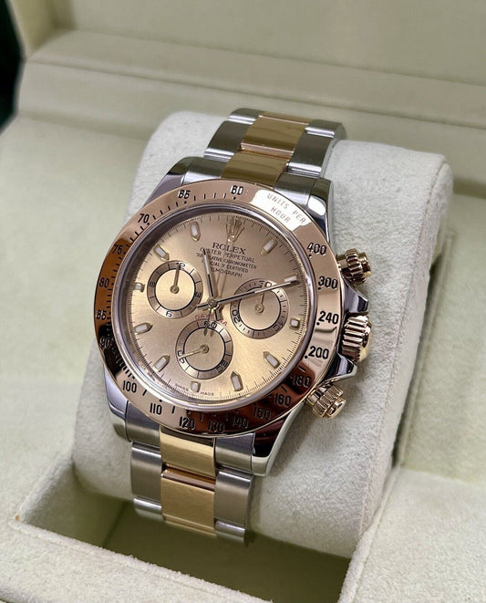 Rolex Daytona 116523 Steel & Yellow Gold. Champagne Dial. 2010 Box & Papers