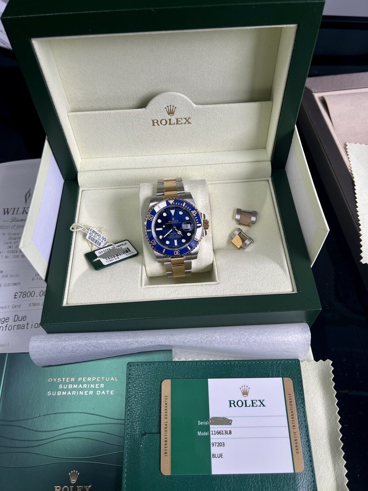 Rolex Submariner 116613LB Bluesy Gold. 40mm Box Papers 2014. Brand New Stickered