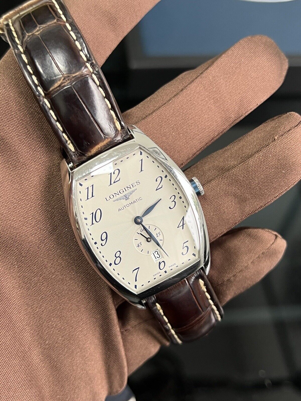 Longines evidenza sale leather strap