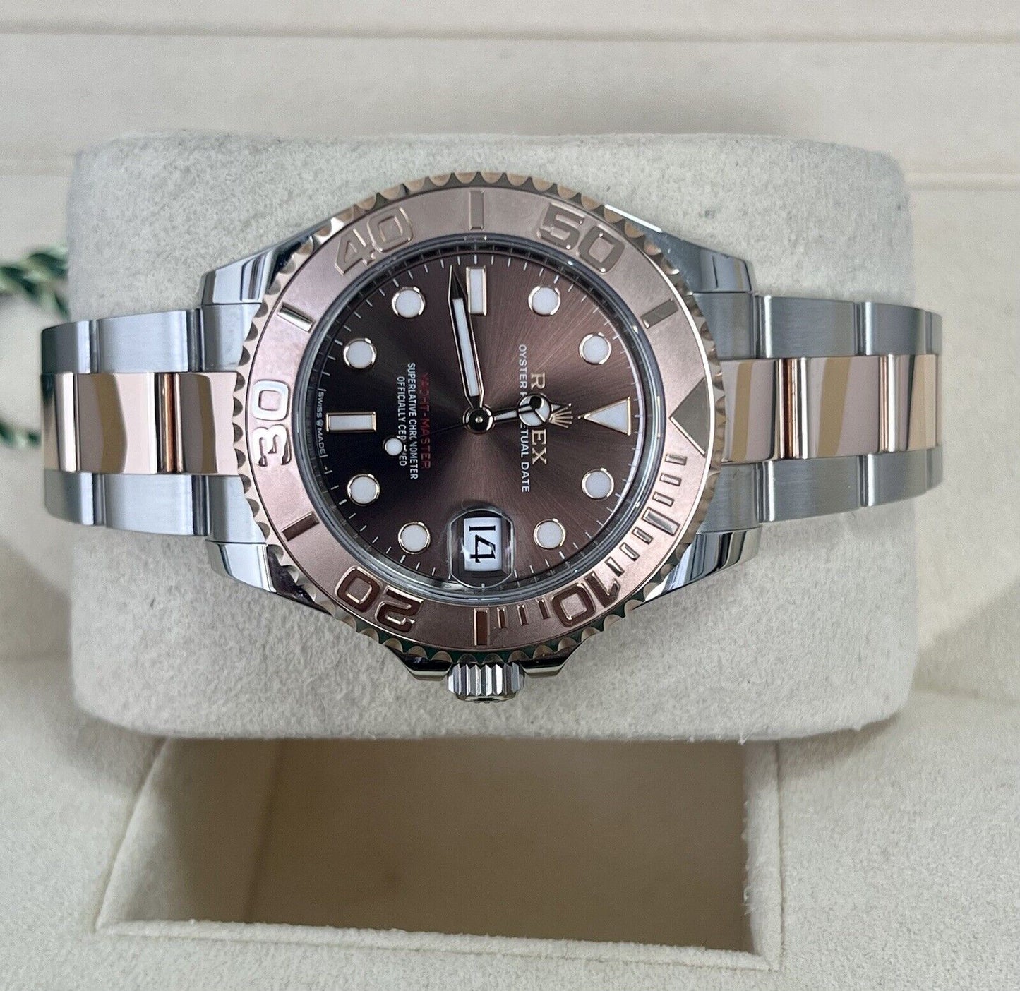 Rolex Yachtmaster 37 Chocolate 268621. Steel & Rose Gold. 2022 Box Papers Ladies