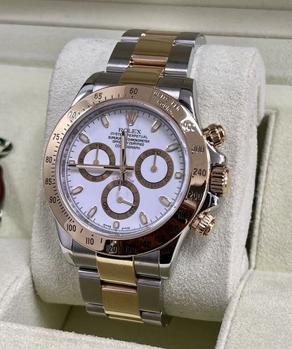 Rolex Daytona 116523 Steel & Yellow Gold. White Dial. 2008 Box & Papers