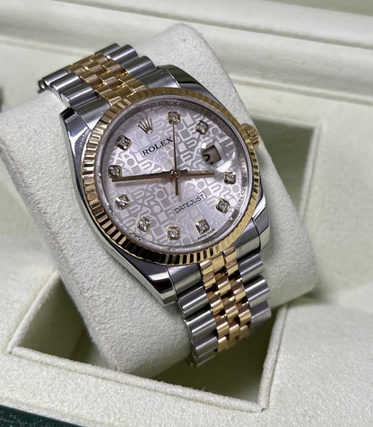 Rolex Datejust 36 Steel Yellow Gold. 116233. Diamond Dial. 2010 Box Papers