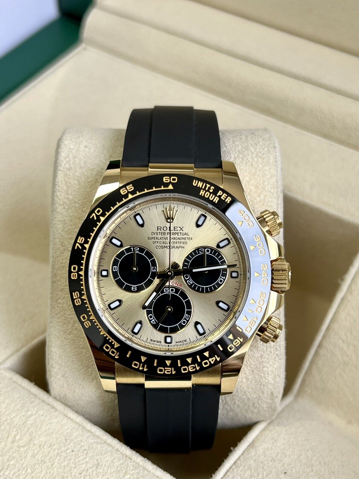 Rolex Cosmograph Daytona 116518LN Yellow Gold Oysterflex Pikachu 2017 Box Papers