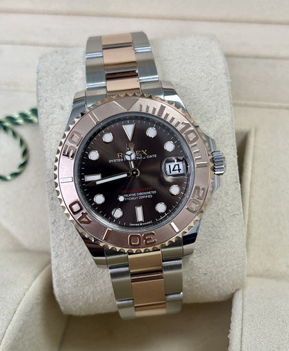 Rolex Yachtmaster 37 Chocolate 268621. Steel & Rose Gold. 2022 Box Papers Ladies