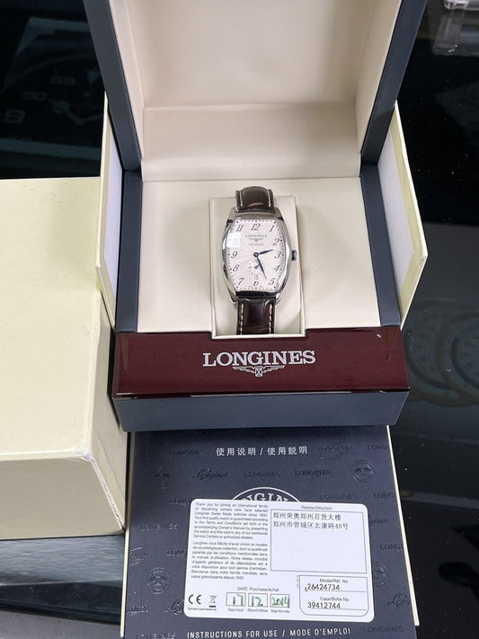 Longines Evidenza Mens Watch. L2.642.4.73.4 Stainless Steel Brown Leather Strap