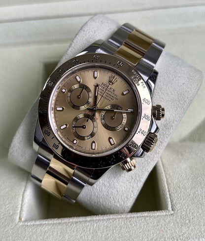 Rolex Daytona 116523 Steel & Yellow Gold. Champagne Dial. 2010 Box & Papers