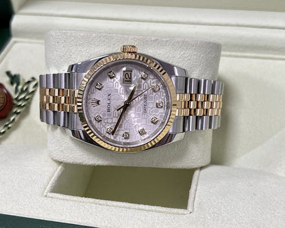 Rolex Datejust 36 Steel Yellow Gold. 116233. Diamond Dial. 2010 Box Papers