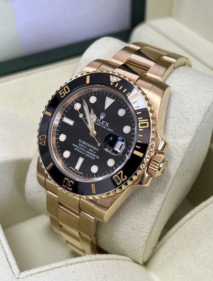 Rolex Submariner 116618LN Yellow Gold Black Kit. 2013, Box & Papers, Immaculate