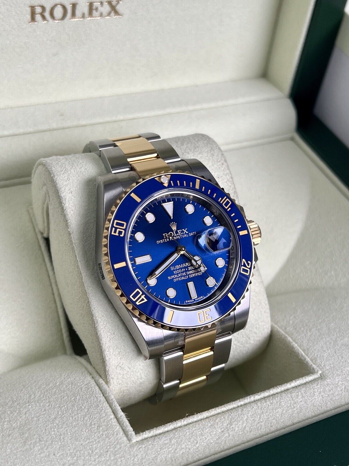 Rolex Submariner 116613LB Bluesy Gold. 40mm Box Papers 2014. Brand New Stickered