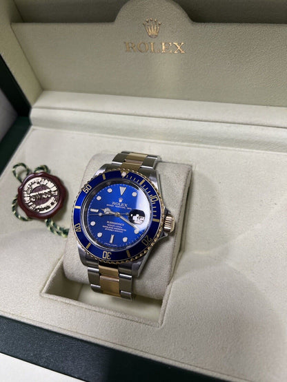 Rolex Submariner 16613LB Bi Metal 2009 Bluesy 40mm Box And Papers, Mint