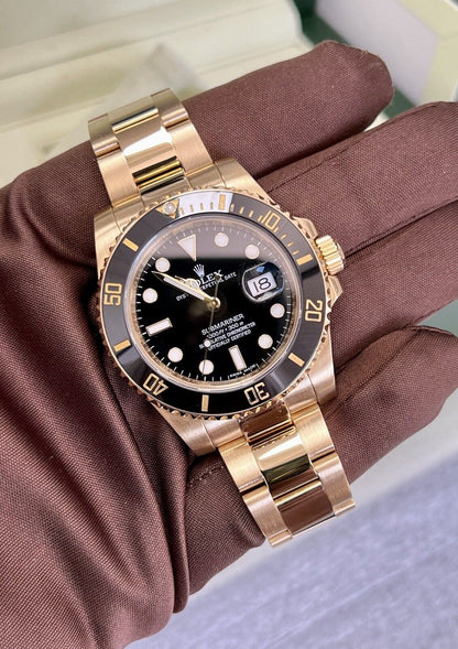 Rolex Submariner 116618LN Yellow Gold Black Kit. 2013, Box & Papers, Immaculate