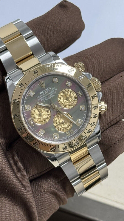 Rolex Daytona 116523 2014 Box Papers. Tahitian / Black Mother Of Pearl MOP Dial