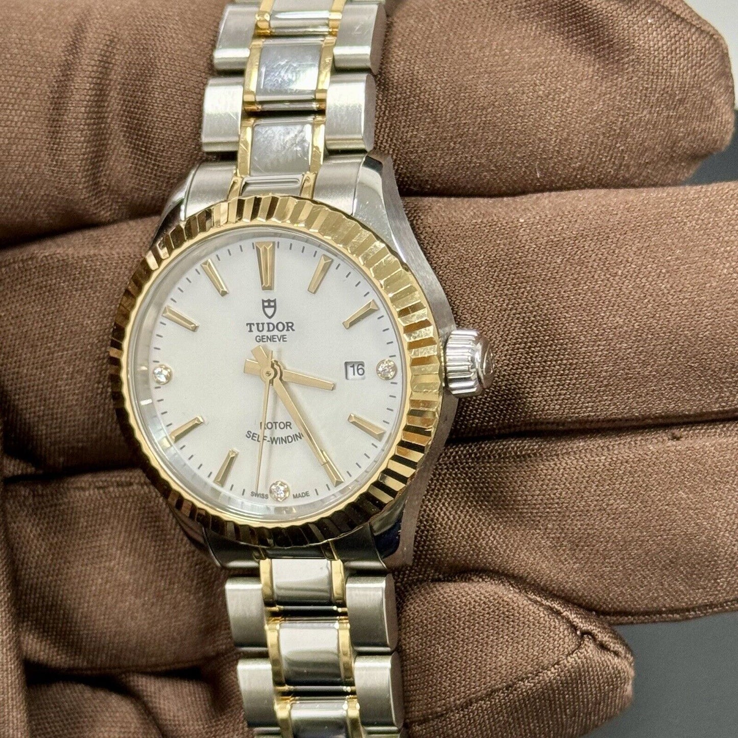 Tudor Ladies Watch M12113-0017. Mother Of Pearl Diamond Dial 28mm